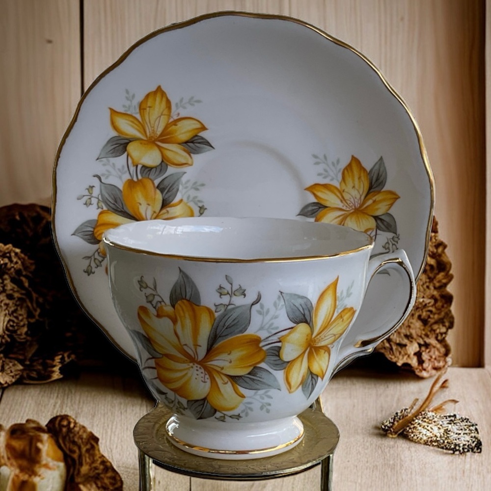 Vintage Royal Vale England Porcelain Teacup and Saucer Numbered